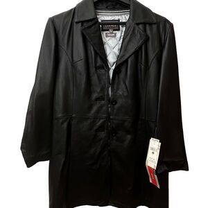 Wilsons Womens Coat L Pebbled Leather Thinsulate Zip out Liner Black NWT
